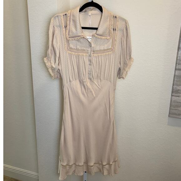 Free People Womens Warm Glow Petal Bloom Lace Pink Mini Dress Large NWT - Picture 3 of 8